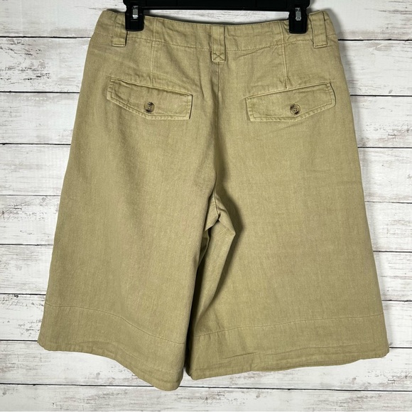 Free People High Waisted Wide Leg Culotte Pleated Cotton Olive Shorts 6 NWT $98 - Picture 5 of 6